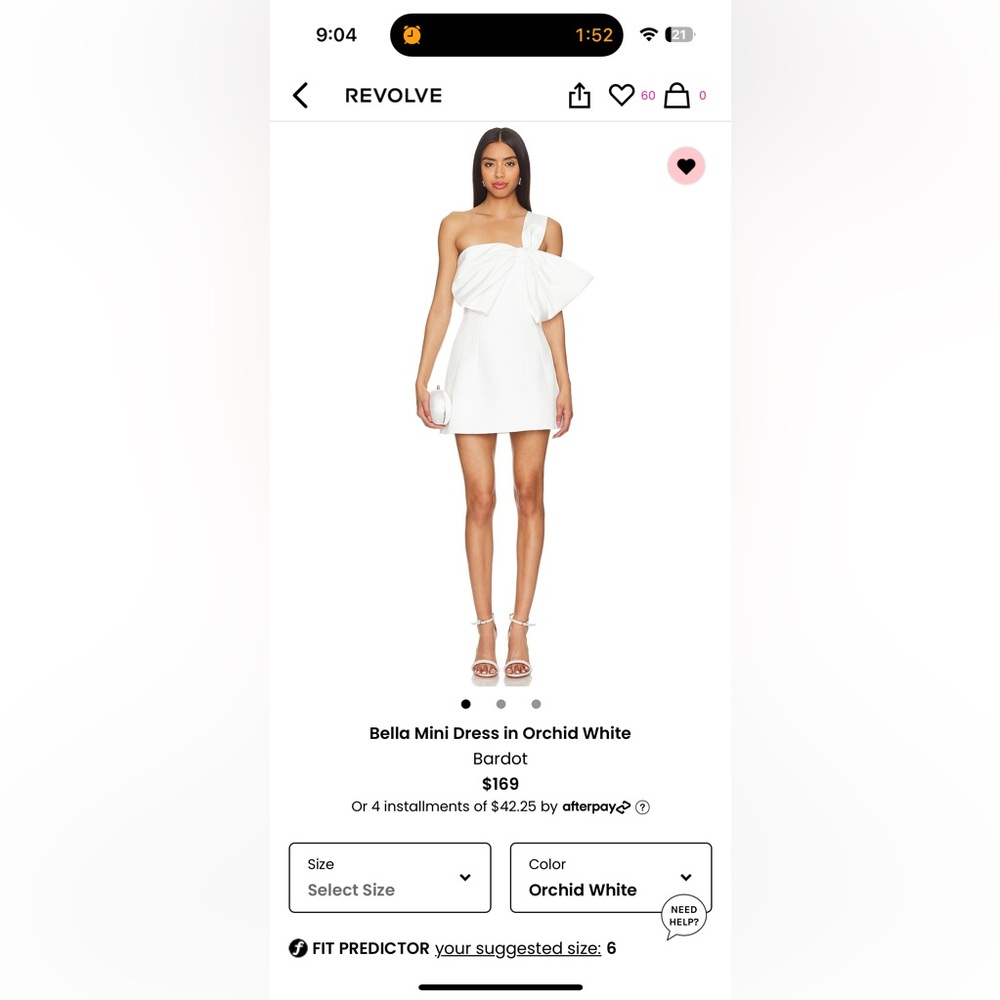 Bardot Bella Mini Dress in Orchid white